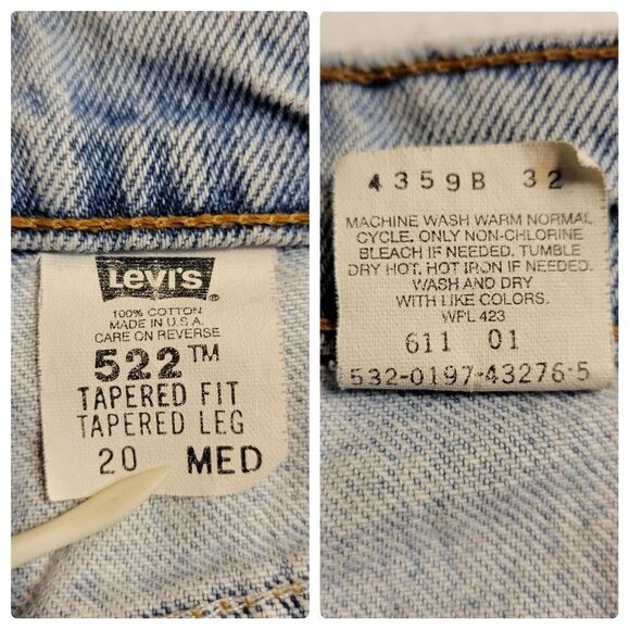 Levi's 522 Jeans Vintage 90's Women's Plus Size 20 Light Wash FLAWED - Picture 13 of 15